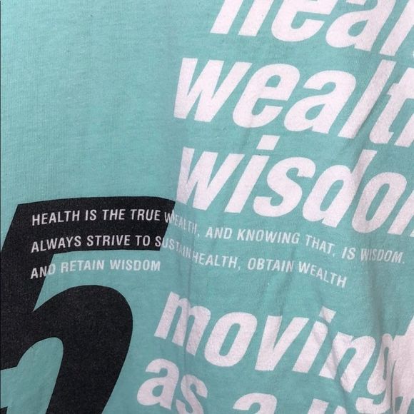 Parish t-shirt graphic tee asymmetric sleeves health wealth wisdom men's small - Picture 3 of 7